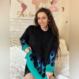 Oversized warm Multicolored flame SWEATER!! *unisex*
